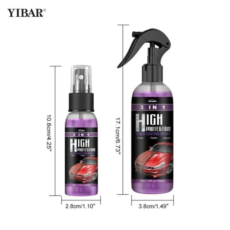 

3 In 1 Quick Coating Spray High Protection 30/100ml Car Shield Coating Car Paint Repair Exterior Restorer Ceramic Spray Coating