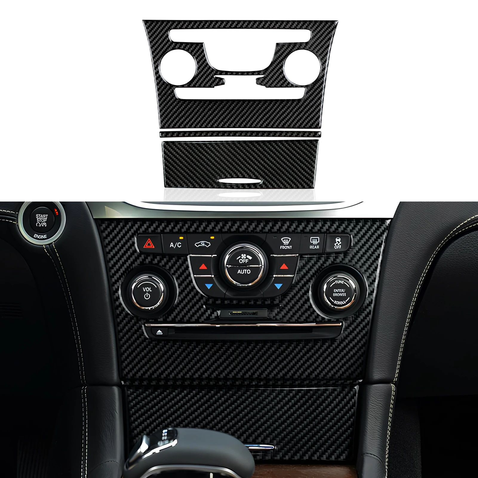 Автомобильные кондиционеры A/C, наклейки на панель для 2011, 2012, 2013, 2014, Chrysler 300, аксессуары, наклейки из углеродного волокна для интерьера
