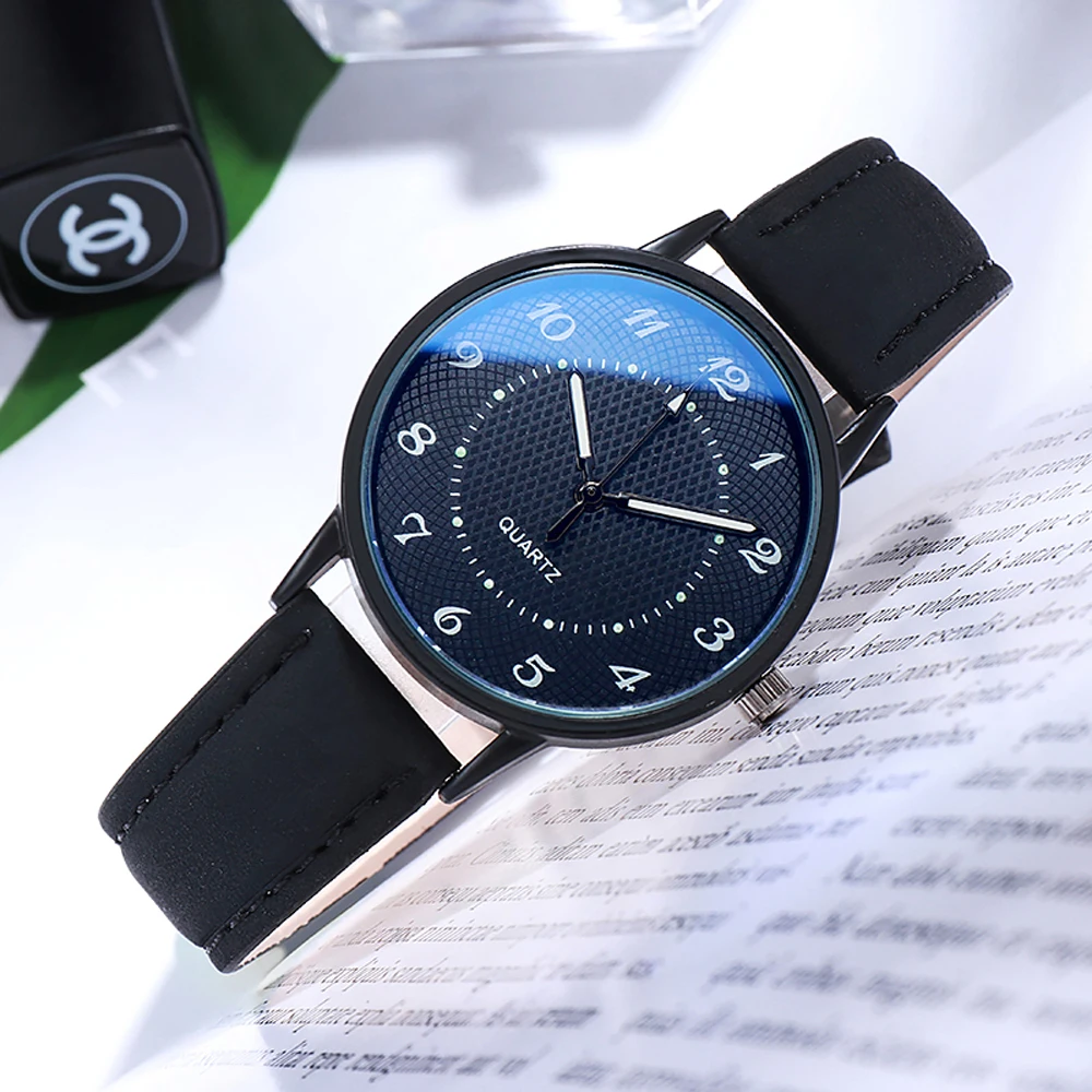 2025 Simple Vintage Classic Digital Quartz Women Watch Casual  Leather Band Strap Round Analog WristWatches Luminous Hands Clock 2