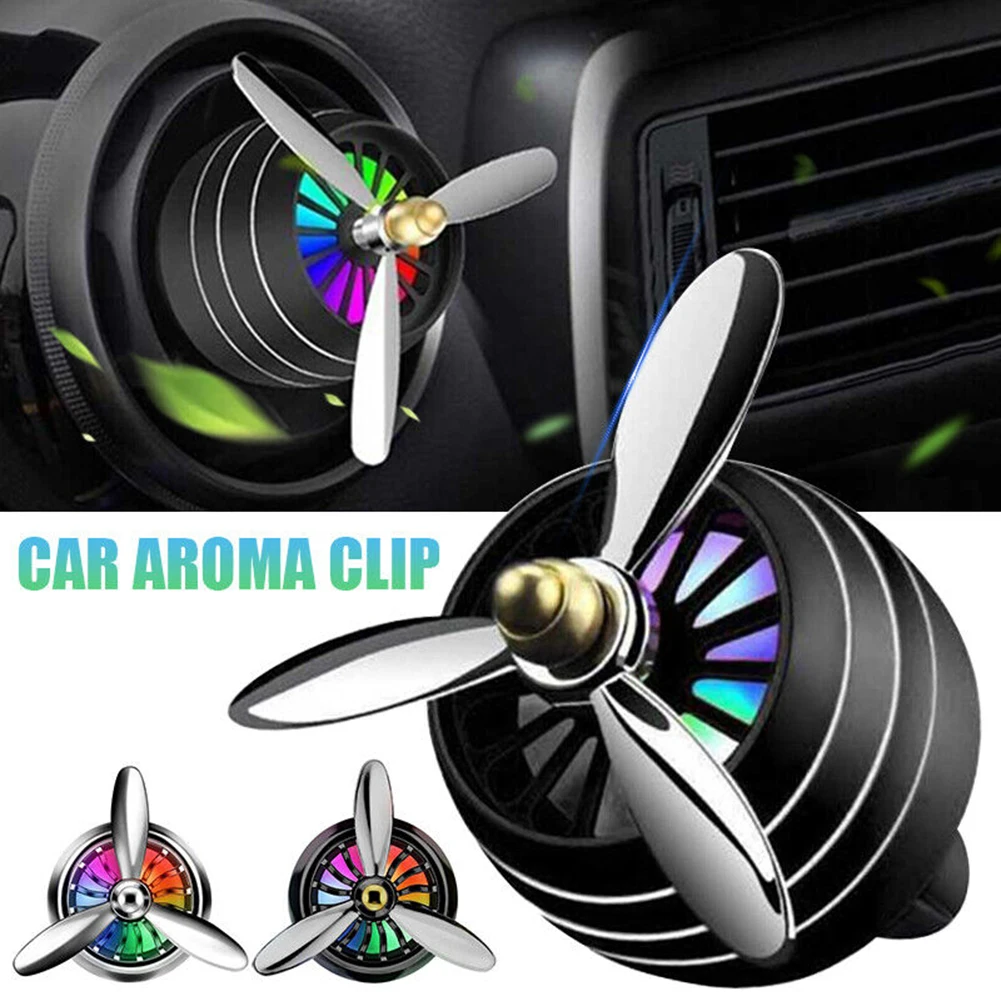 

Car Air Freshener Rotating LED Fragrance Dispenser Fragrance Car Propeller Air Outlet 3-leaf Fan Car Diffuser For Air Vent