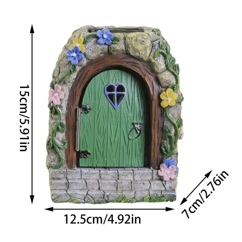 Fairy Garden Door Outdoor Fairy Garden Gate Resin Tree Miniatures With Steps And Open Door Mystical Lighted House