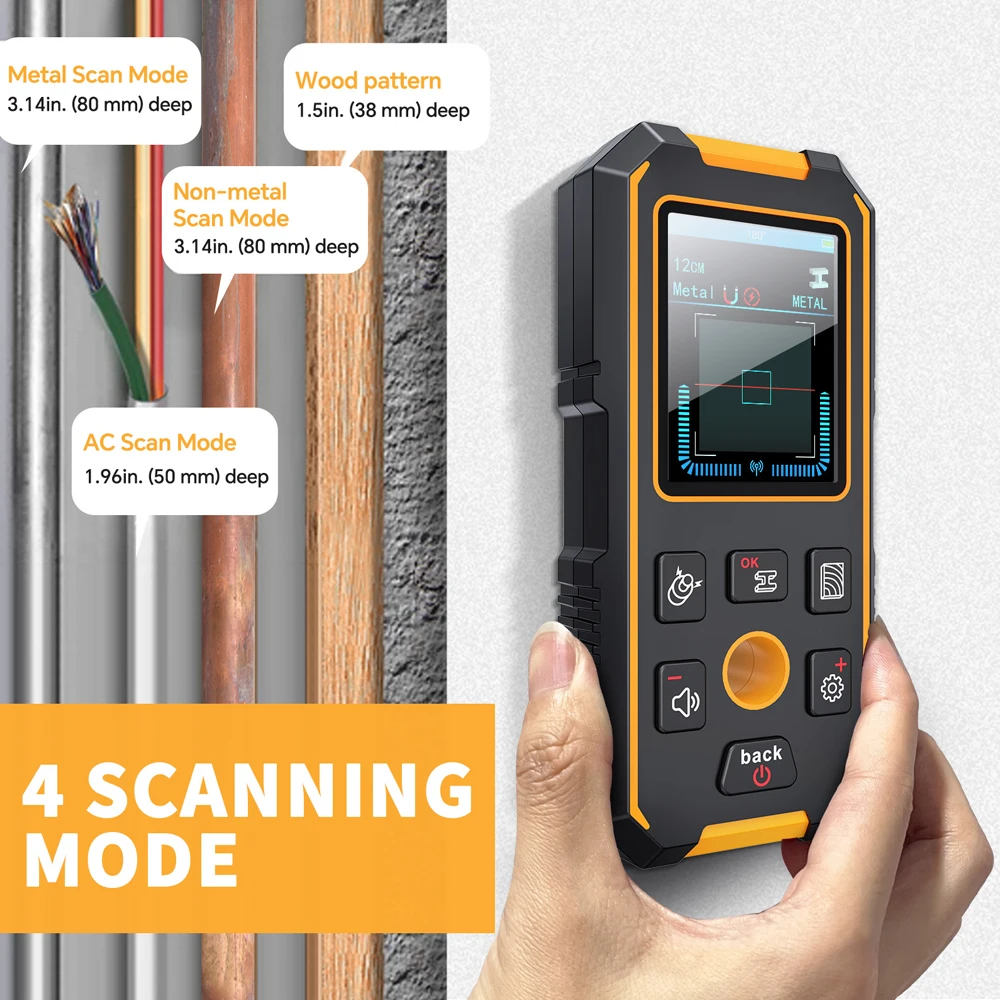NOYAFA NF-513 Wall Scanner Metal Detector Stud Finder Wood Studs LCD Display Wall Detector Metal AC Live Wires Wood Detector 3