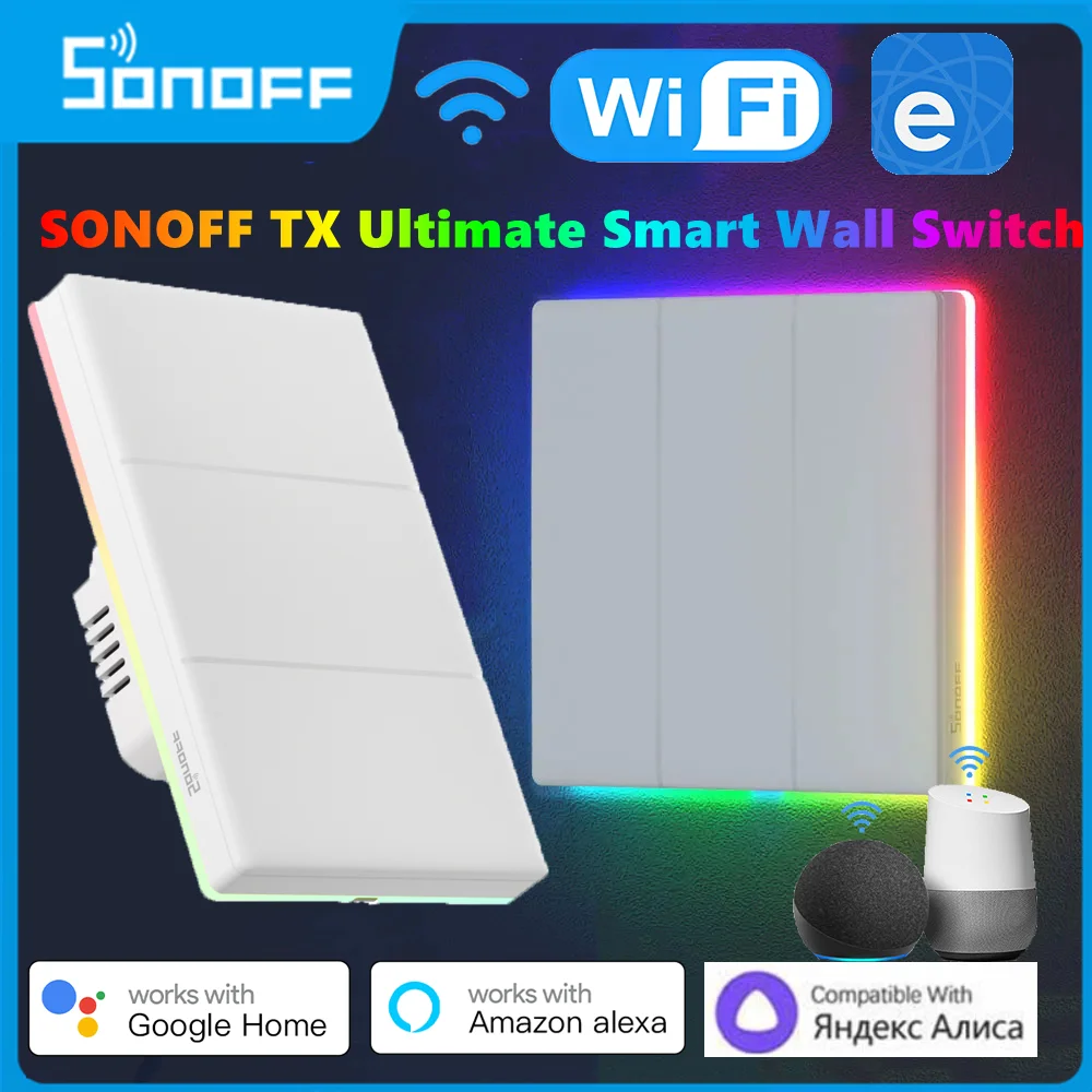 Nuovo Sonoff Tx Ultimate T5 Smart Wall Switch Wifi Led Light Edge Ewelink Remote Control Tramite Alexa Google Intenance Alice Smartthings