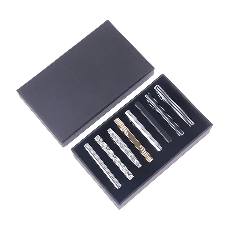 

8Pc Luxury Exquisite Metal Copper Tie Clip Guest Gift Man Tie Clip Men Gift Business Wedding Husband Jewelry With Gift Box