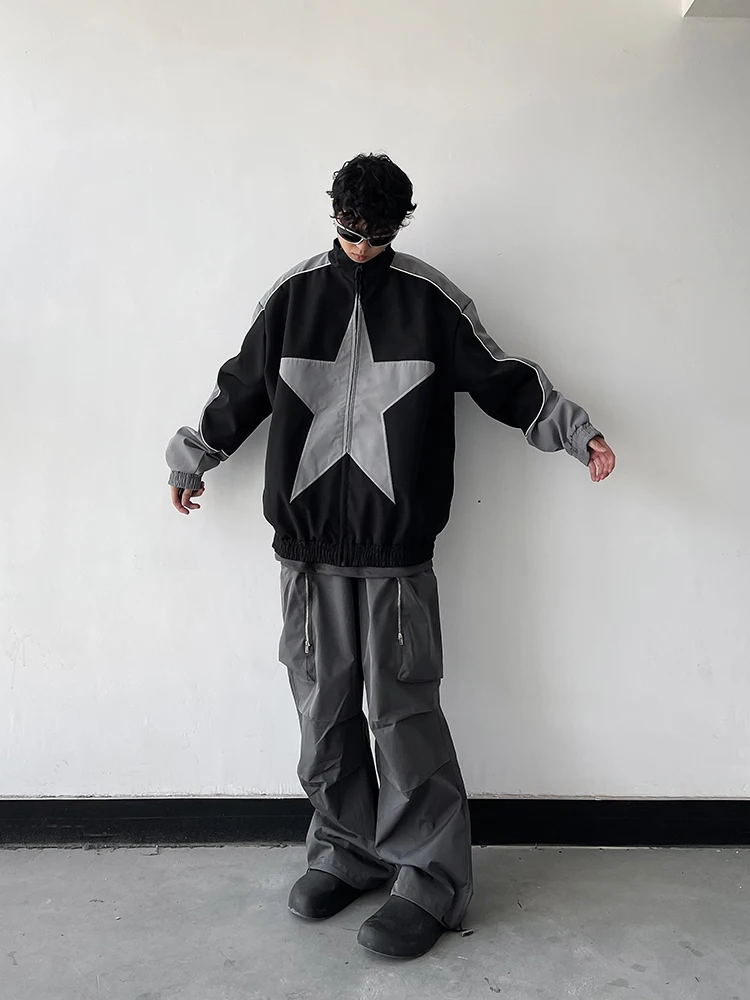 Vintage Star Patchwork Unisex Bomber Jacket - true deals club