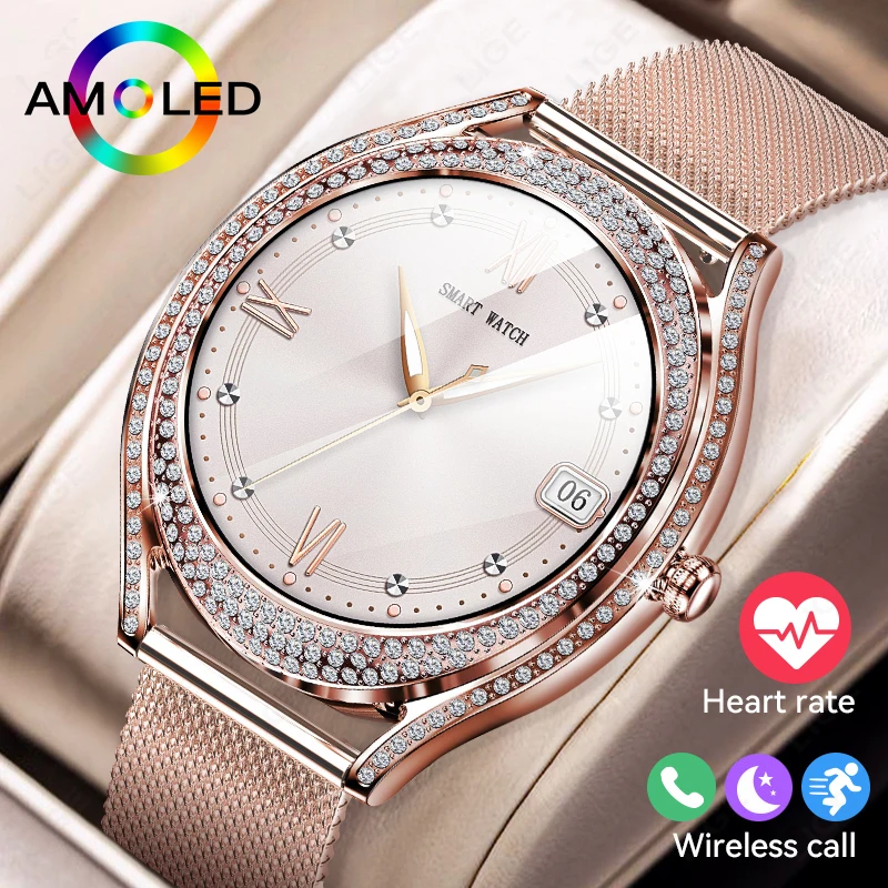 LIGE-Smartwatch de Esportes Femininos, Pulseiras de Monitoramento de Saúde, Chamada Bluetooth, Impermeável, Controle de Música, Senhoras, Moda, 2024