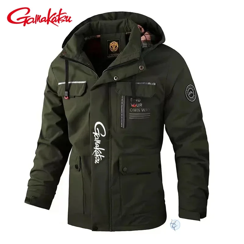 

2024 Gamakatsu New Autumn Men's Windbreaker Hooded Fishing Jackets Waterproof Outdoor Sports Men Mountaineering Fishing Clothes
