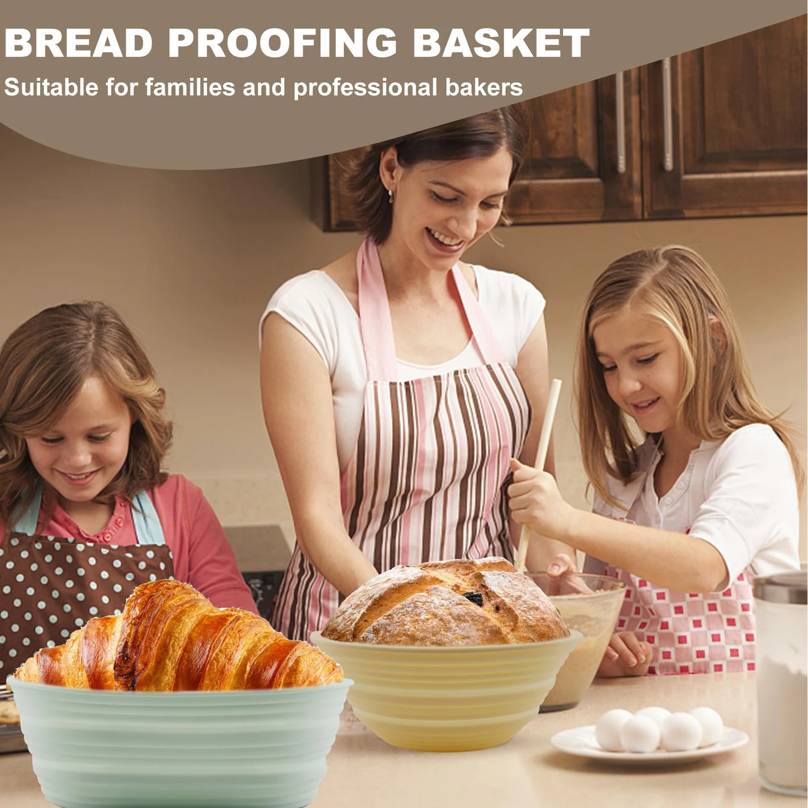 Fermentation Basket 1pc Foldable Silicone Sourdough Bread Proofing Baskets Sourdough Starter Kit Non-Stick Collapsible Washable Baking Bowl