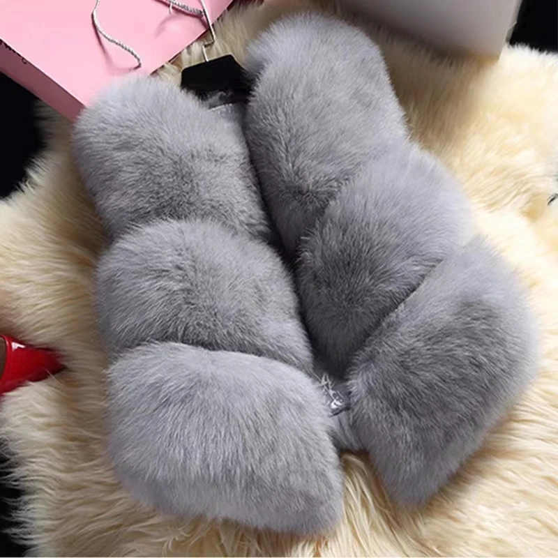 Women Vest Fluffy Jacket Plush Faux Fur Coat Female Sleeveless Coat Pink Vest Thickened Chic Casual Overcoat Autumn Winter New