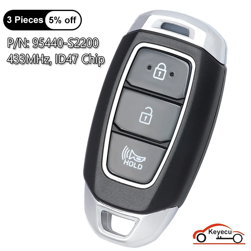 

Ключ дистанционного управления KEYECU, 3 кнопки, 433 МГц, ID47, для Hyundai Santa Fe 2020 2021 2022
