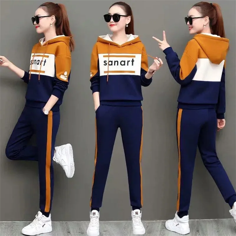 

Korean Fashion Print Jogging Tracksuit 2 Piece Set Women Spring Autumn Streetwear Casual Pullover Sweatshirt And Sweatpant Suit