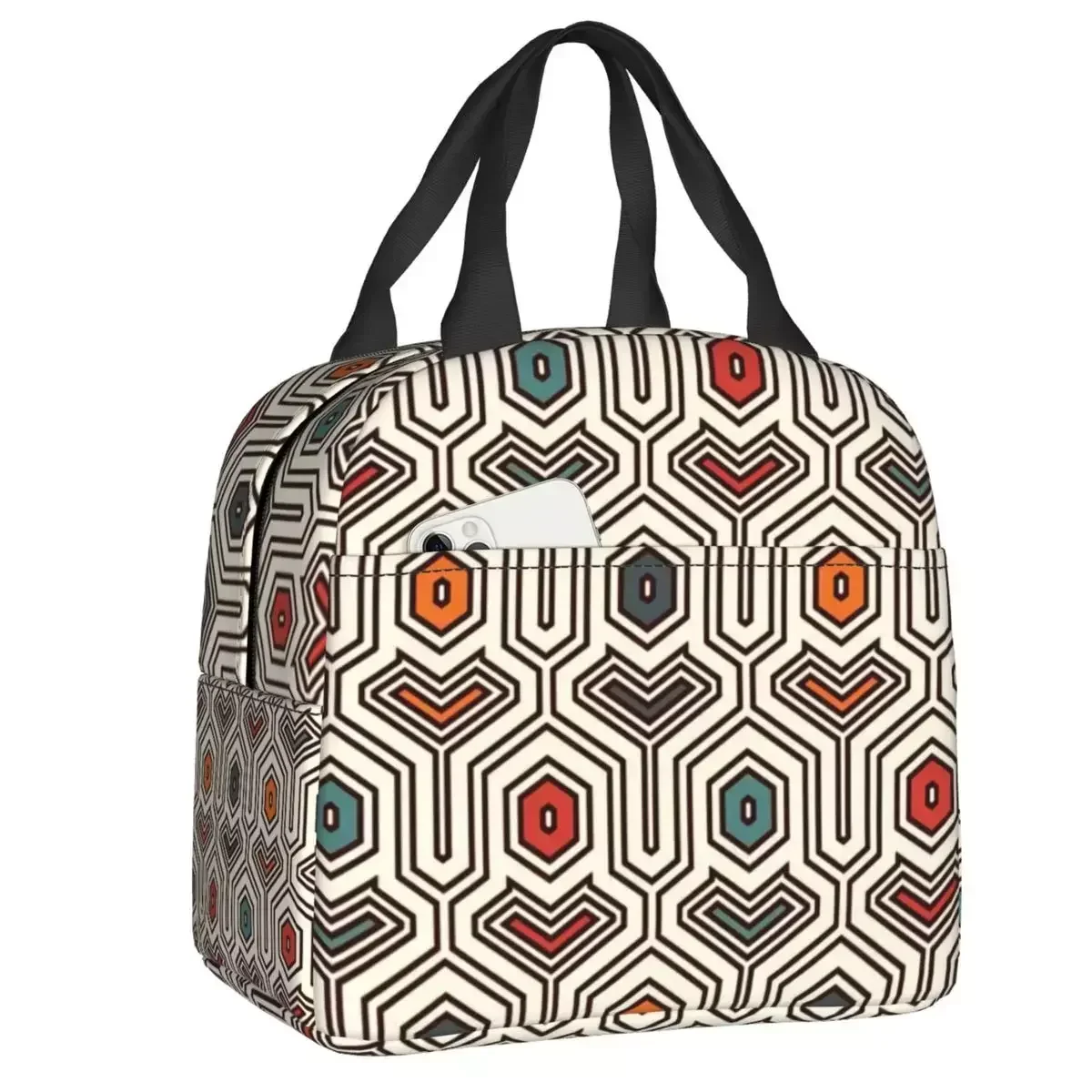 

2024 New Ankara Geometric Pattern Insulated Lunch Bags For Work School African Ethnic Tribal Art Cooler Thermal Lunch Box Kids