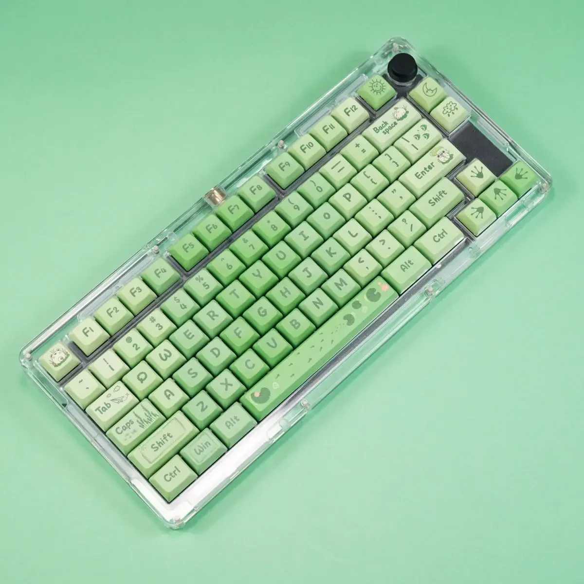 

XDA Cute Keycaps PBT Dye-sub Keycap Set Pond Frog Theme Custom DIY Green Keys for Mechanical Keyboard Kawaii Caps for MX Switch