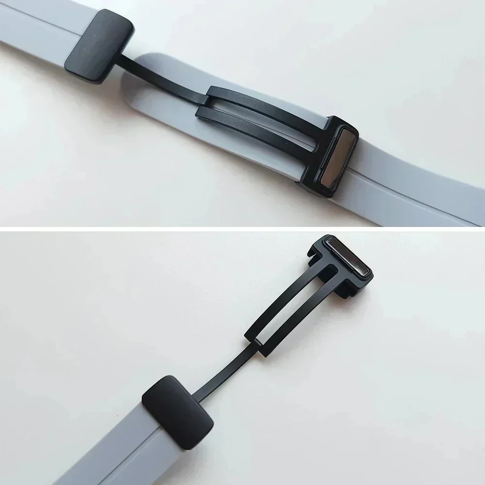 Magnetic Folding Buckle Silicone Smartwatch Band - Universal 46mm Watch Strap Bracelet