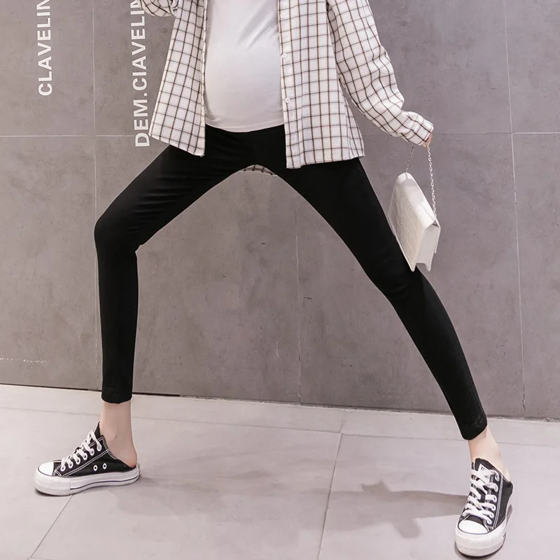 75 Pregnant Women's Slim-Fit Capri Pants Nine-Inch Length Luxury Brocade Belly Support Pants Slimming Casual Tights Leggings
