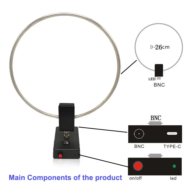 GA-800 다기능 활성 루프 안테나 라디오 단파 중파 안테나 10KHz-159MHz 항공 대역이 있는 고주파