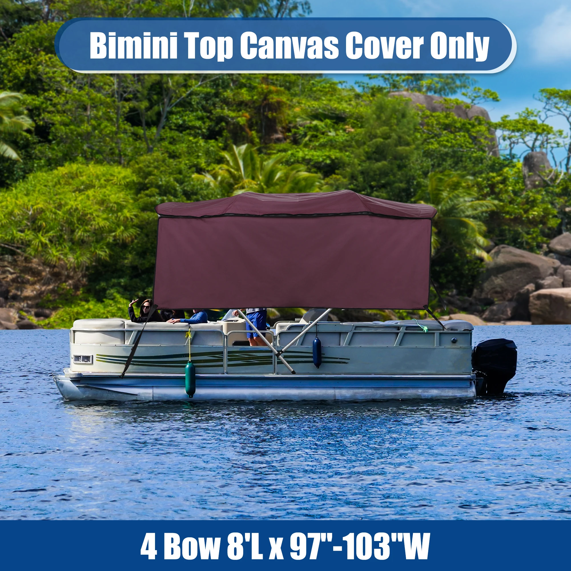 X Autohaux 600D 4 Bow Bimini Top Boot Canvas with Detachable