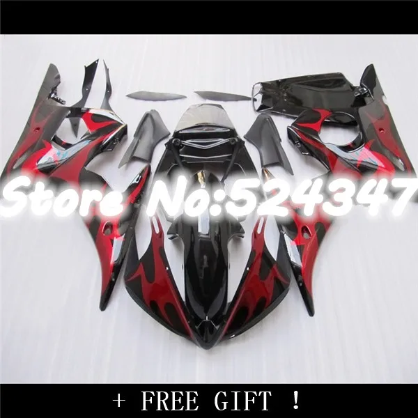 

New motorcycle fairings set for 2003 2004 2005 YZFR6 03 04 05 YZF R6 red flame black fairing kits bodywork repair parts-Nn