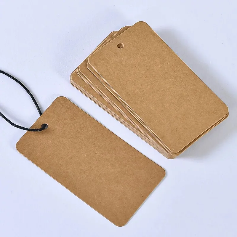 100Pcs Kraft Clothing Label Business Brand Print Paper Hang Tag For Handmade Item Price Packaging Handicraft Supplie