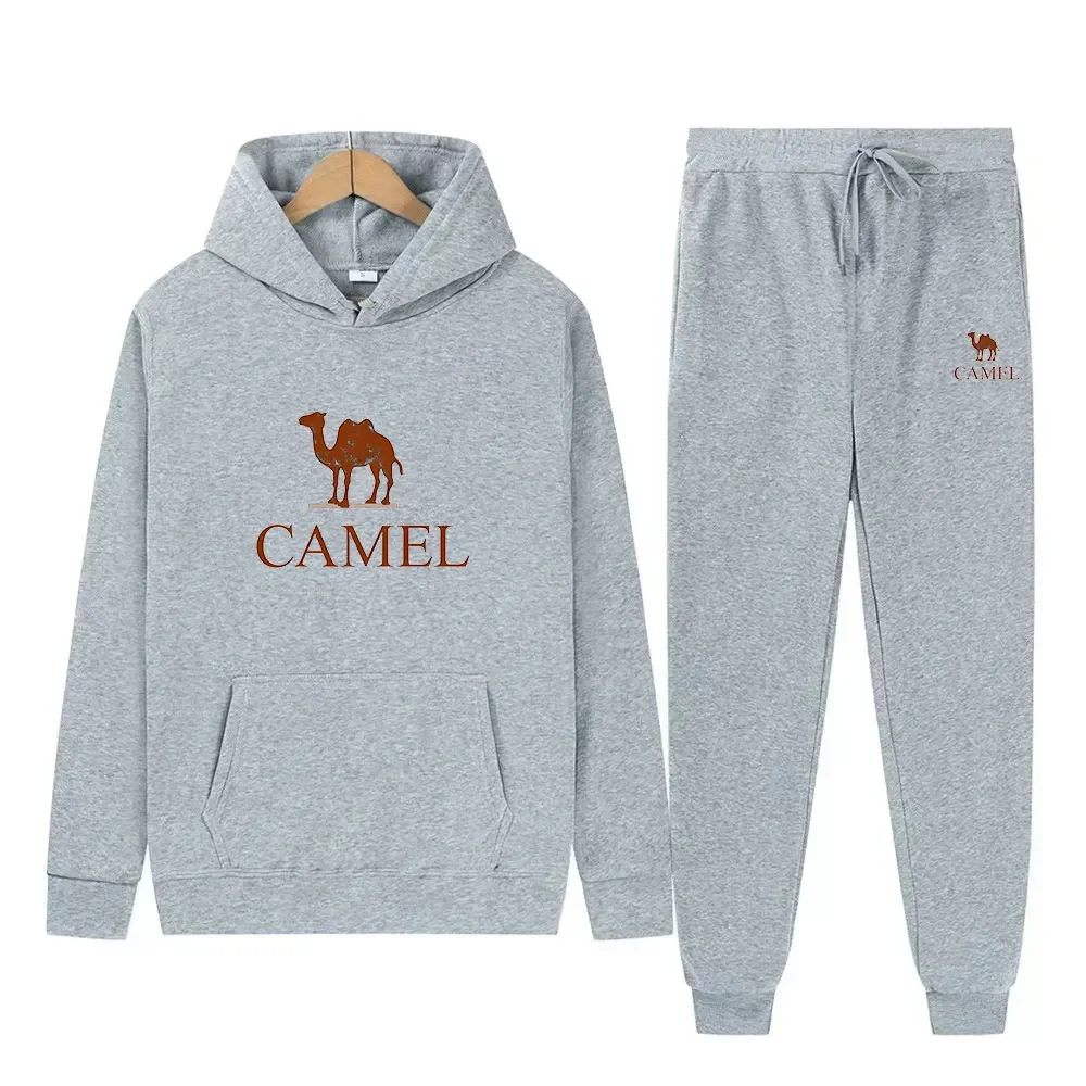 

Men's CAMEL Set 2024 Spring Hot Selling Sportswear Sports Zipper Hoodie+Pants Two Piece Slow Running Fitness Set