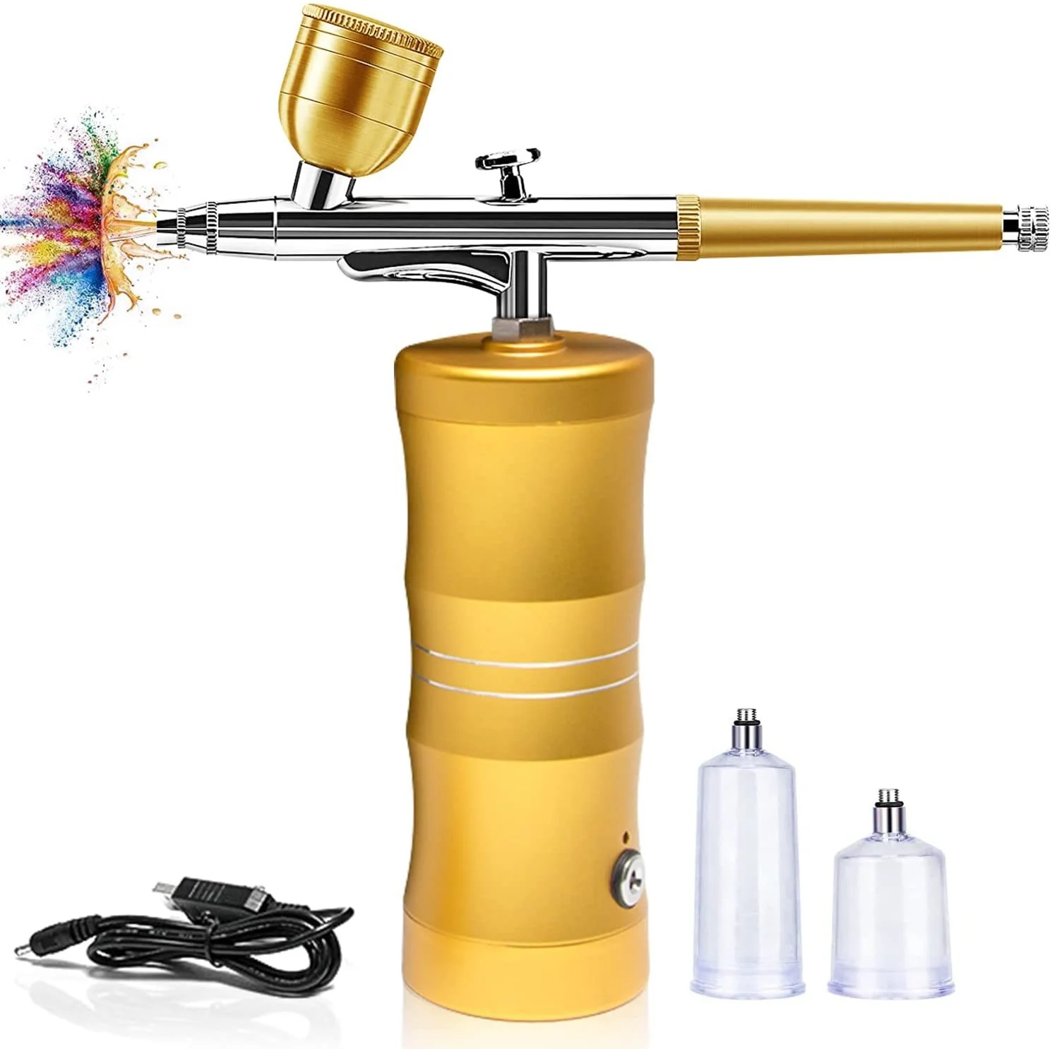 Airbrush Compressor Kit Air Brush Sprayer Gun Water Oxygen Deep Hydrofacial Machine For Nail Art Tattoo Cake Makeup USB Sprayer