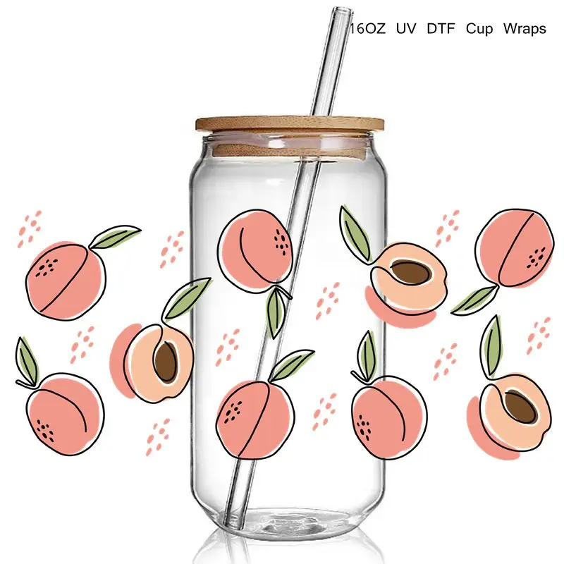 Lemon Design 3D UV DTF Cup Wraps stickers Fruit UV Cup Wraps for 16oz Libbey Glass Tumbler