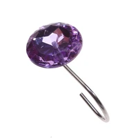 12Pcs Acrylic Round Bling Hooks Rings Acrylic Decorative Rhinestone Glass Shower Curtain Rolling Hooks Bathroom Bath Supplies 2