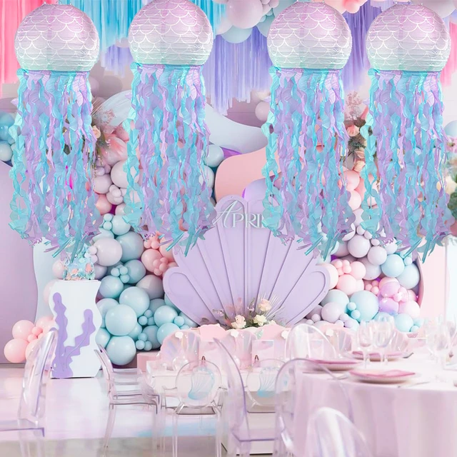 Jelly Fish Paper Lanterns Pink Purple Blue Hanging Lantern for Mermaid  Theme Under The Sea Ocean Birthday Party Decorations - AliExpress