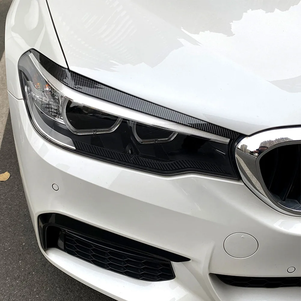 Car Sticker Headlight Eyebrows Eyelid Trim Cover for BMW 5 Series G30 525i 17-21 2PCS