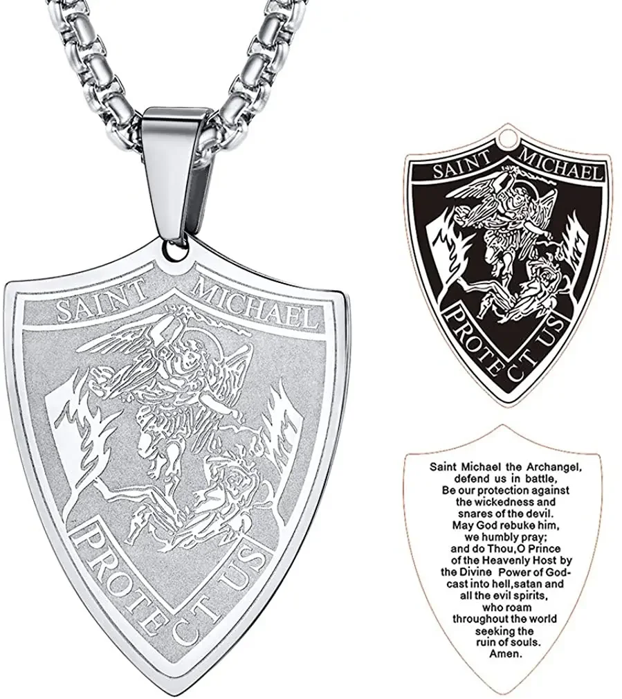 Men's Women's Stainless Steel St.Michael Pendant Necklace, Gothic The Archangel  Pendant, Protector Pendant Necklace, Saint Michael Medal Necklace, Hip Hop  Punk Spooky Jewelry Gift | Amazon.com