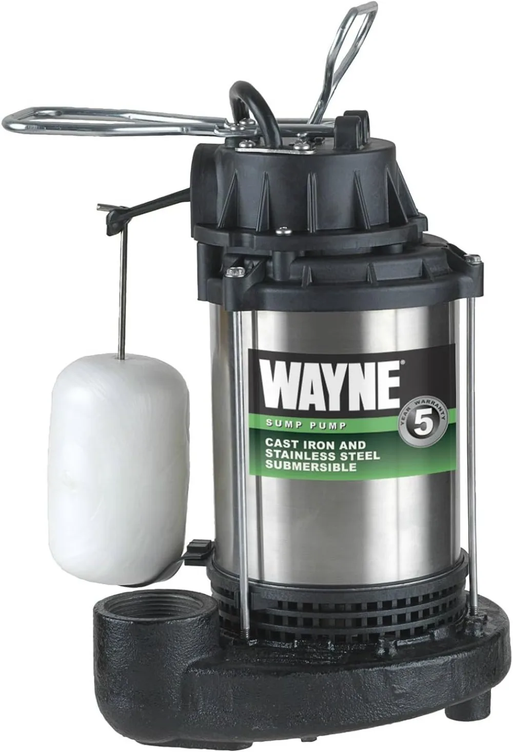 1 HP Submersible Sump Pump with Vertical Float Switch - 6100 GPH Heavy Duty Basement Water Pump