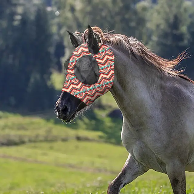 Fly Masque Horse Equine Face Covering Fly Masque Protective Covering for Horse Face Ear Cob Nose Use In Outdoors Activities 2