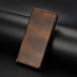 Luxury Magnetic Leather Wallet Flip Case - Premium Book Cover - iPhone 17 Pro (Brown)