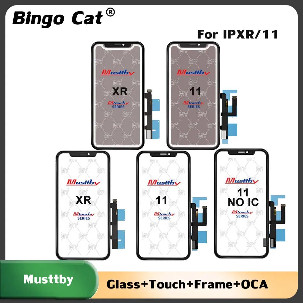 

Musttby 5pc OEM Touch Panel Digitizer Sensor + Frame OCA Sheet + Polarizer Replacement for iPhone XR 11 NO IC Touch Screen Glass