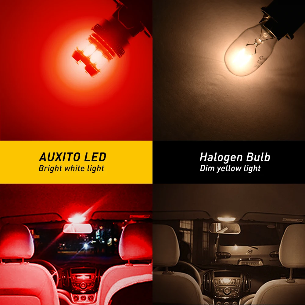 AUXITO 194 501 LED 캔버스 자동차 인테리어 조명, 오류 없음, 화이트 앰버 레드, BMW E60 E46 E90 파사트 B6 골프 7 푸조용, T10 W5W, 2 개