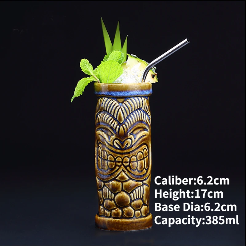 Hawaiian Ceramic Tiki Mug - Creative Cocktail Cup and Halloween Bar Gift