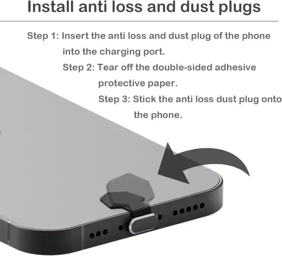 Set of 1/5 Metal Type-C Dust Plugs – Self-Adhesive USB C Charging Port Protectors