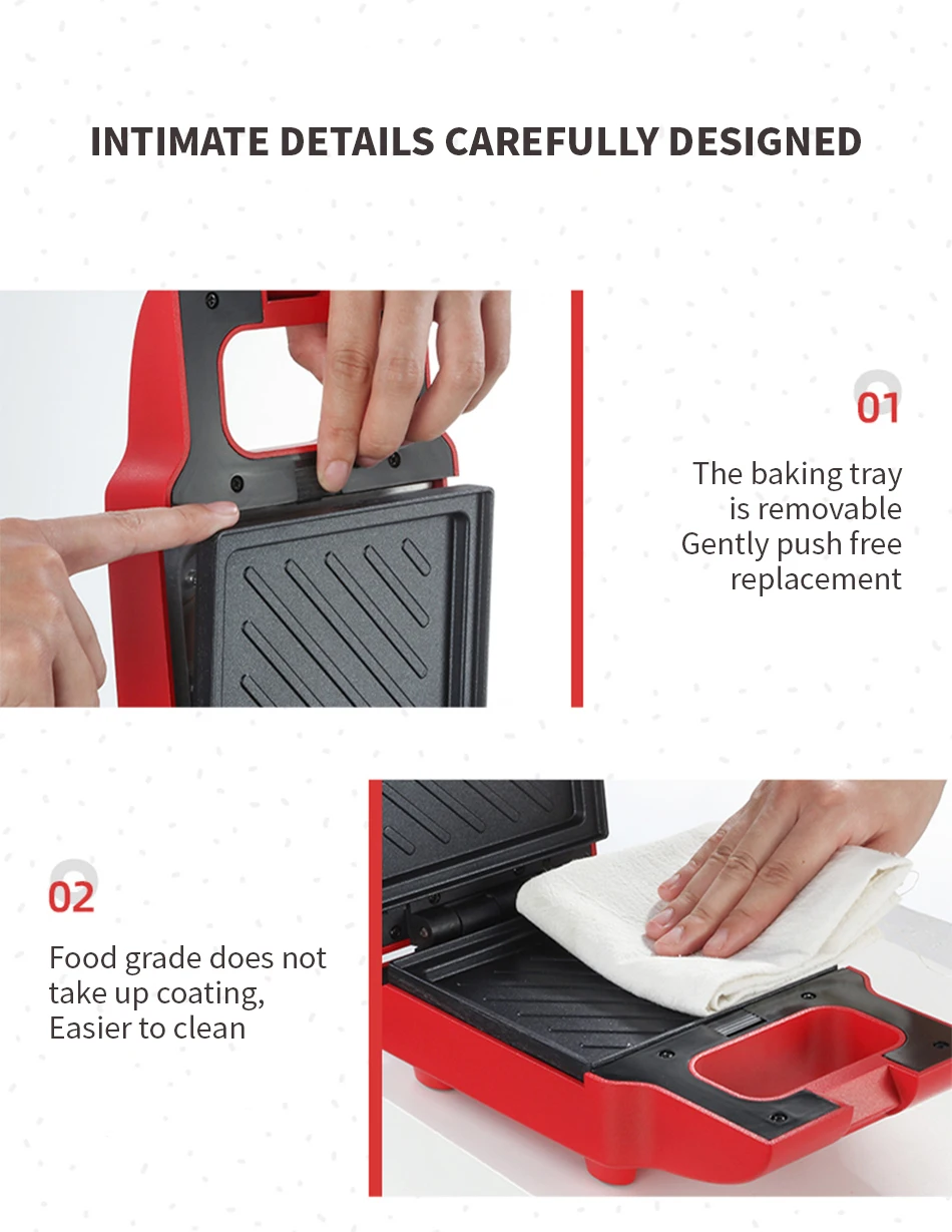 Interchangeable plates for waffle making and sandwich pressing.