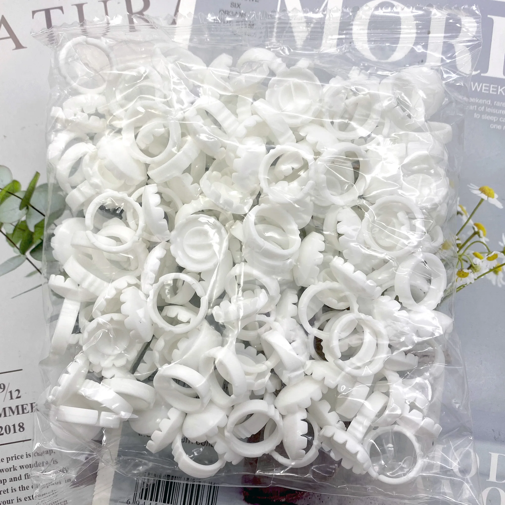 100Pcs Wholesale Disposable Eyelash Glue Fan Cup Rings Holder Container Tattoo Pigment Eyelash Extension Tools Lash Supplies