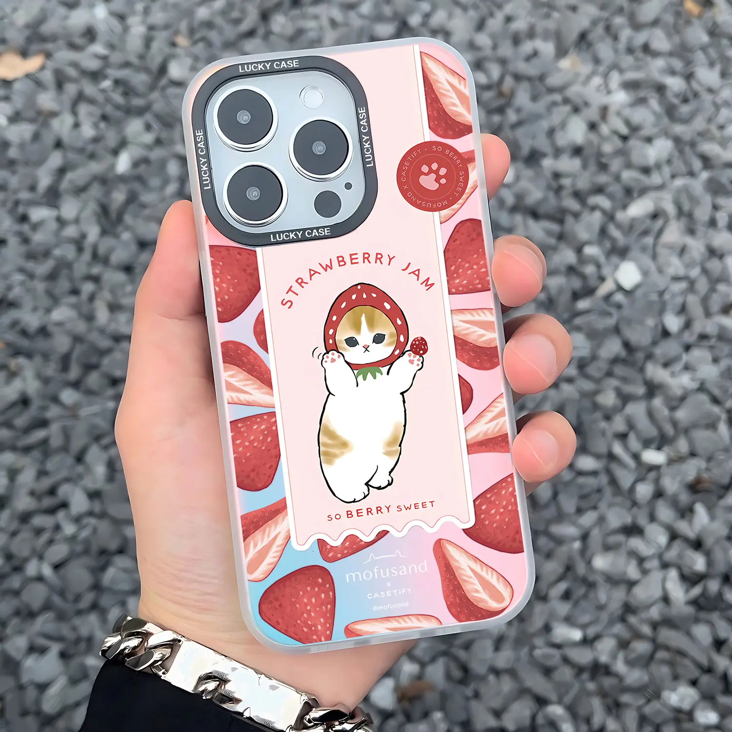 thumbnail image 1 of Funda de teléfono con gradiente láser Aurora mate para iPhone, carcasa de lujo con diseño divertido de gato m-mofusands para iPhone 15, 14, 13, 12, 11 Pro Max, XR, XSMax, 8 Plus, 1 of 5