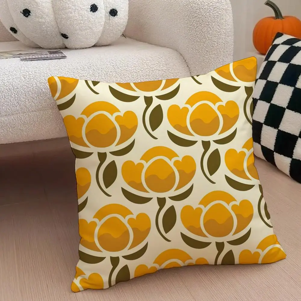 레트로 아일랜드 디자이너 O-Orla Kiely 쿠션 커버 투척용 베개 커버 숨겨진 버튼 내구성 있는 폴리에스테르 의자 쿠션