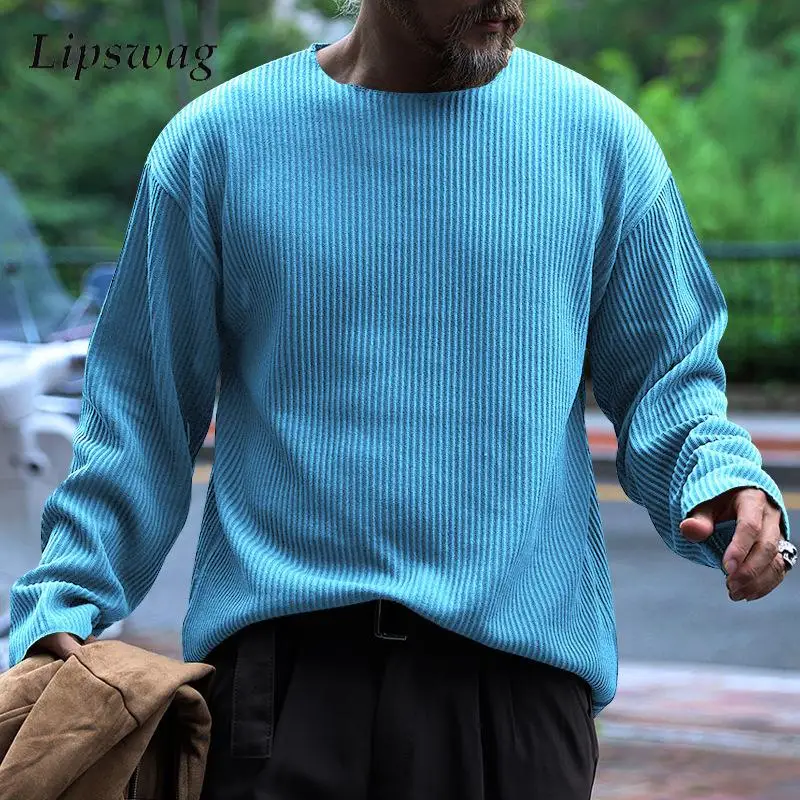 

Long Sleeve Jumper Tops Men Autumn Fashion O Neck Sweaters Casual Solid Color Bottoming T Shirts Knitted Mens Sweater Streetwear