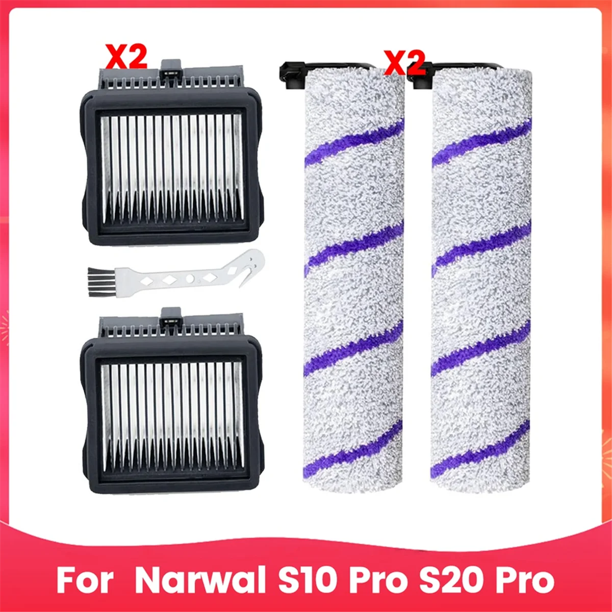 For Narwal S10 Pro S20 Pro Wet Dry Robot Vacuum Cleaner, Main Brush HEPA Filters Replacement Spare Parts