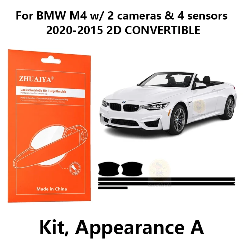 

ZHUAIYA Door Edge Guards Door Handle Cup Paint Protection Film TPU PPF For BMW M4 w/ 2 cameras & 4 sensors2020-2015 2D CONVERTIB