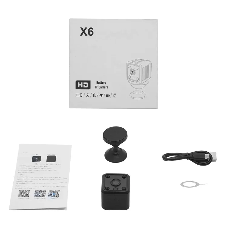 X6 Mini IP Camera WiFi Sports Camera HD 1080P Wireless Security Surveillance Built-in Battery Night Vision Smart Home Micro Cam 6
