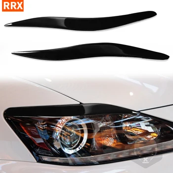 렉서스 250/300 2006-2012 자동차 전면 헤드 라이트 눈썹 아이리드 속눈썹 커버 트림, 피아노 블랙 스티커 외부 램프 액세서리