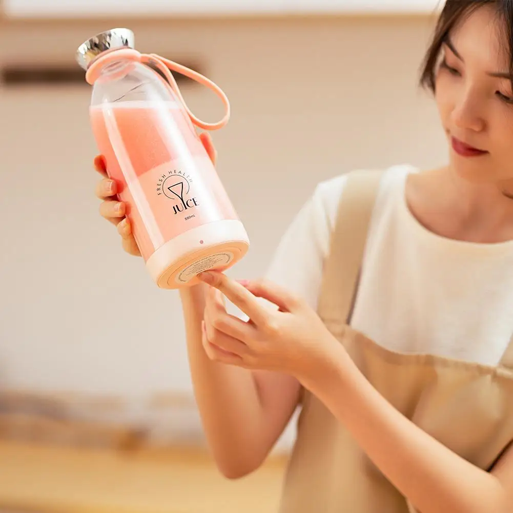 New Portable Blender 500ml Rechargeable Electric Orange Juicer Machine Personal Fresh Juice Blender Smoothie Cup Fruit Mixer 2