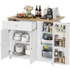 Kitchen Island with Storage, Island Table on Wheels with Drop Leaf, Spice Rack, Drawer, Towel Rack, Rolling Kitchen Island Cart 1