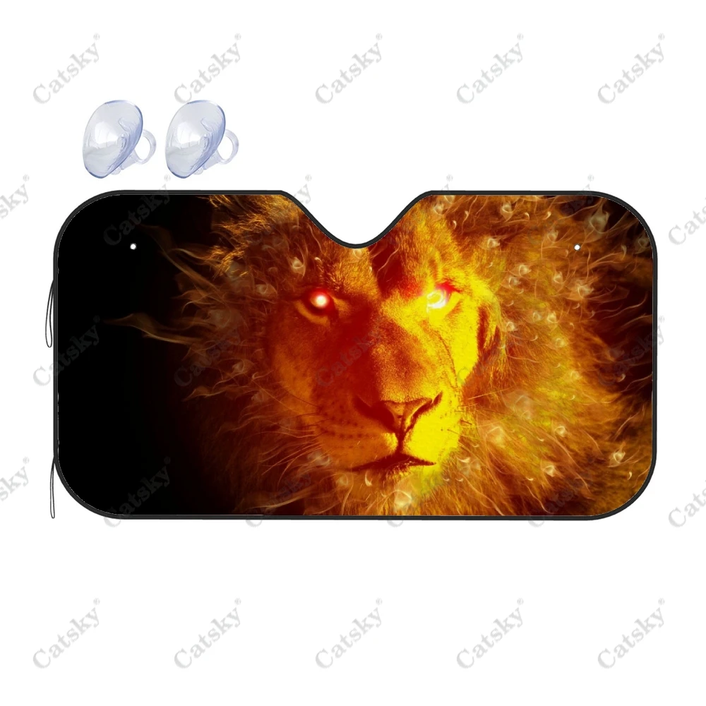 

Custom Cool Roar Fire Lion Car Accessories Windshield Sunshade Foldable Sunvisor Protect UV Sunshades Visor Shield for SUV Cool