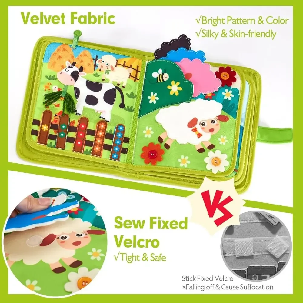 Educational Learning Farm Animal Story Montessori Felt Life Skills Matching Busy Cloth Quiet Book_voghion.com